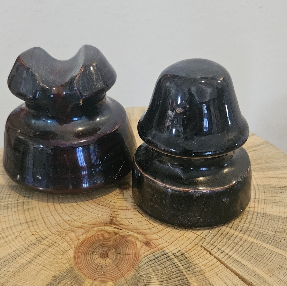 Set of 2 antique ceramic electrical  insulators.